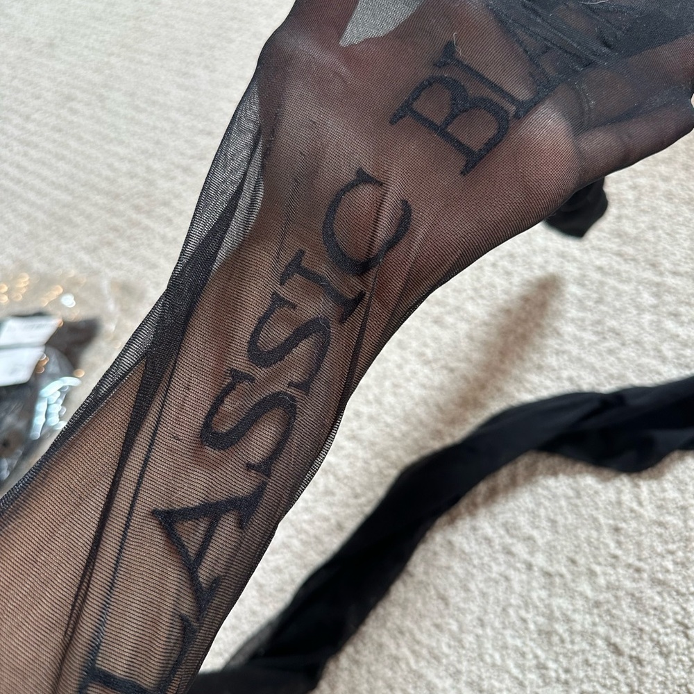 Alexander Wang Black Sheer Script Logo Hosiery